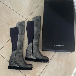 Patrizia Bonfanti gray wedge boots. Never worn  Leather.